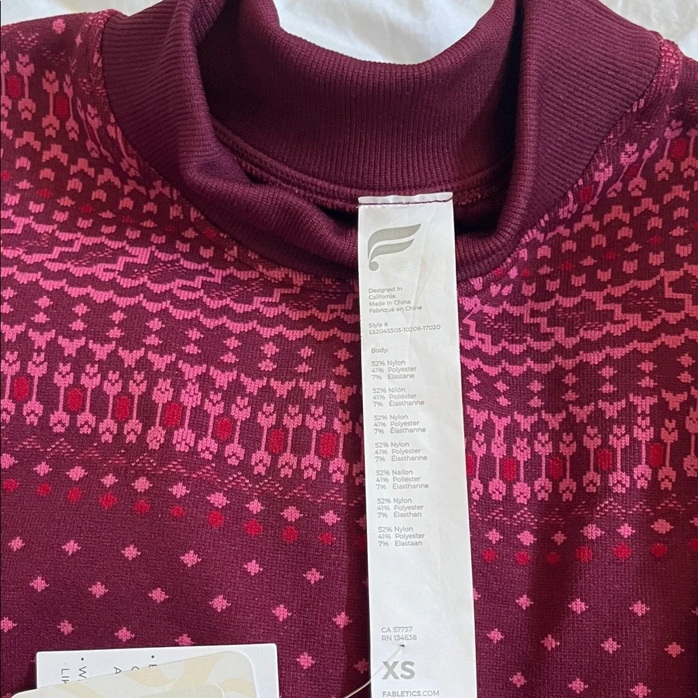 Fabletics Merlot Outfit Bundle winter workout matching set thermal fair isle - Picture 8 of 8